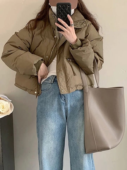 Winter Long Sleeves Down Filled Puffer Jacket